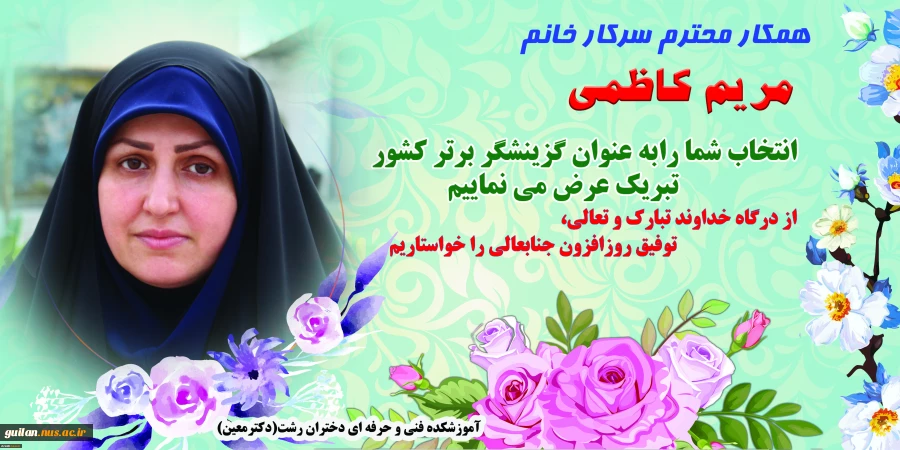 انتخاب همکار آموزشکده دختران رشت -دکتر معین به عنوان *گزینشگر برتر دانشگاه فنی و حرفه ای کشور * 2