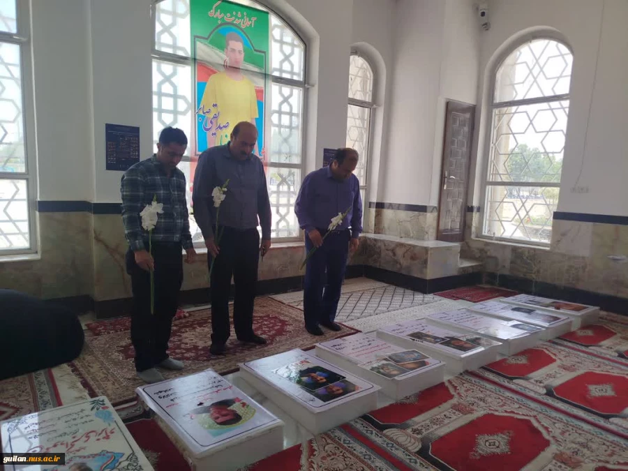 حضور ریاست آموزشکده به همراه همکاران از محل حادثه تروریستی رژیم اشغال گر به شهرستان آستانه اشرفیه وگلباران مزار شهدا 3
