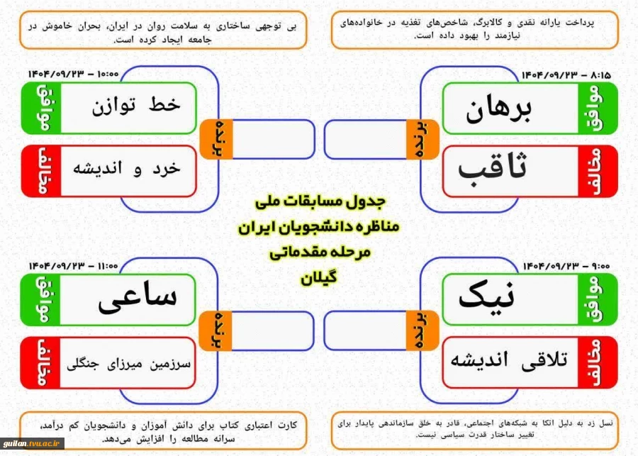 کسب مقام اول دانشجو علی زارعی عضو تیم مناظره «تلاقی اندیشه» در مسابقات ملی مناظره دانشجویی گیلان-آموزشکده ملی مهارت لاهیجان(شهید رجایی) آذر1404
 2
